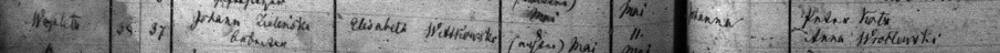 Johanna Zielinski 1884 Baptism Record