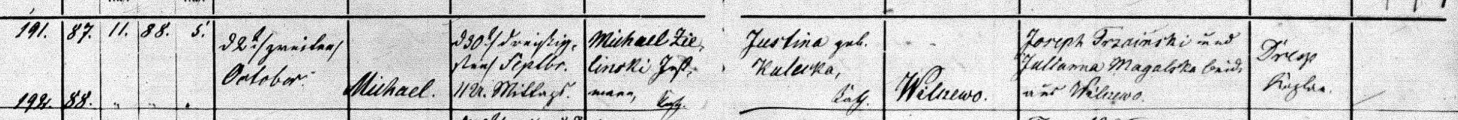 Mike Zielinski 1864 Baptism Record