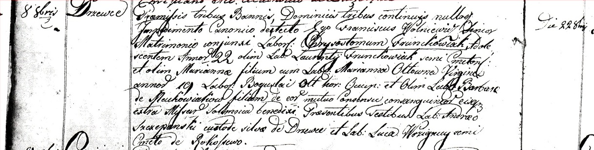 Chrysostomo Frackowiak marriage record