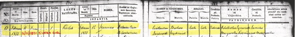 Francisca Jankowski birth record